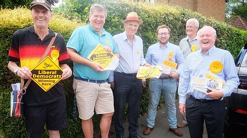 Vince Cable in Wokingham with Clive and others