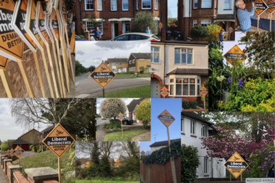 Lib Dem posters in many locations