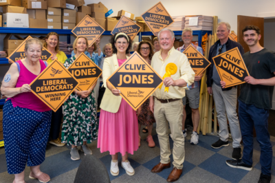 Layla, Clive and LDs holding signs